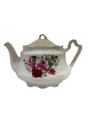 Arthur Wood and Son Floral Teapot Staffordshire England #6304 Roses Vintage